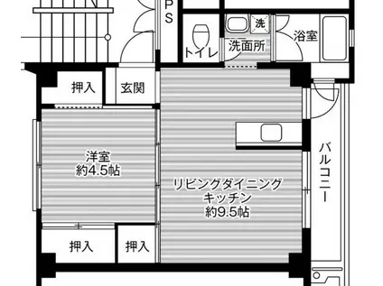 ビレッジハウス時津2号棟(1LDK/4階)の間取り写真