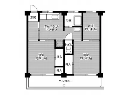 ビレッジハウス井上 2号棟(3DK/1階)の間取り写真