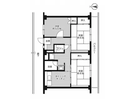 ビレッジハウス春日1 2号棟(3DK/2階)の間取り写真