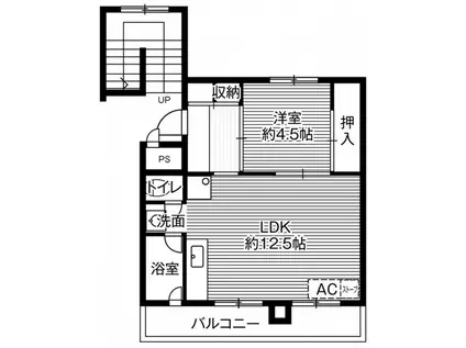 ビレッジハウス新川6号棟(1LDK/1階)の間取り写真