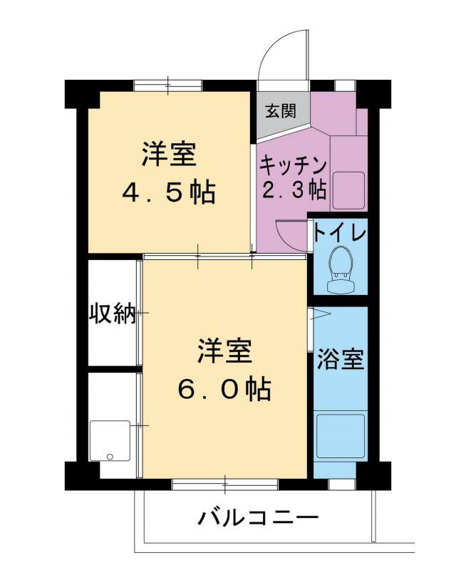 ビレッジハウス愛島1号棟(2K/3階)の間取り写真