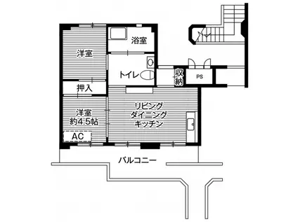 ビレッジハウス荒巻1号棟(2LDK/1階)の間取り写真