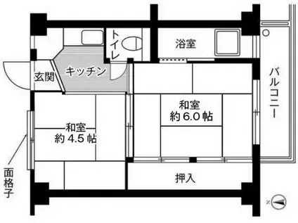 ビレッジハウス福富 3号棟(1DK/2階)の間取り写真