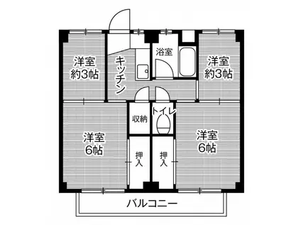 ビレッジハウス野田1号棟(4K/3階)の間取り写真