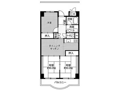 ビレッジハウス芝浦タワー 1号棟(3DK/5階)の間取り写真