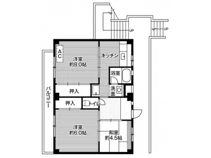 ビレッジハウス大谷 4号棟(3DK/2階)の間取り写真