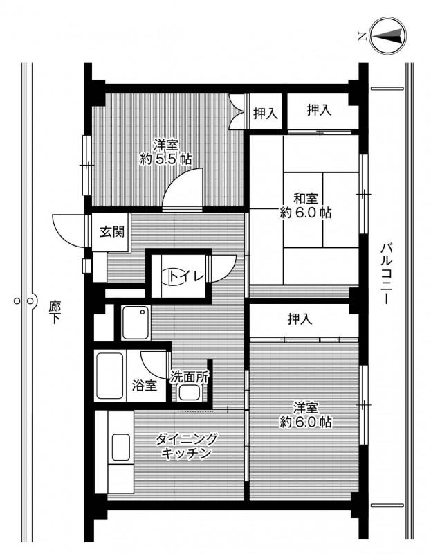 ビレッジハウス山本3号棟(3DK/3階)の間取り写真
