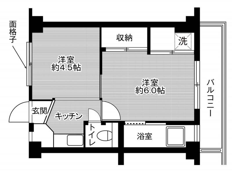 ビレッジハウス安積1号棟(2K/2階)の間取り写真