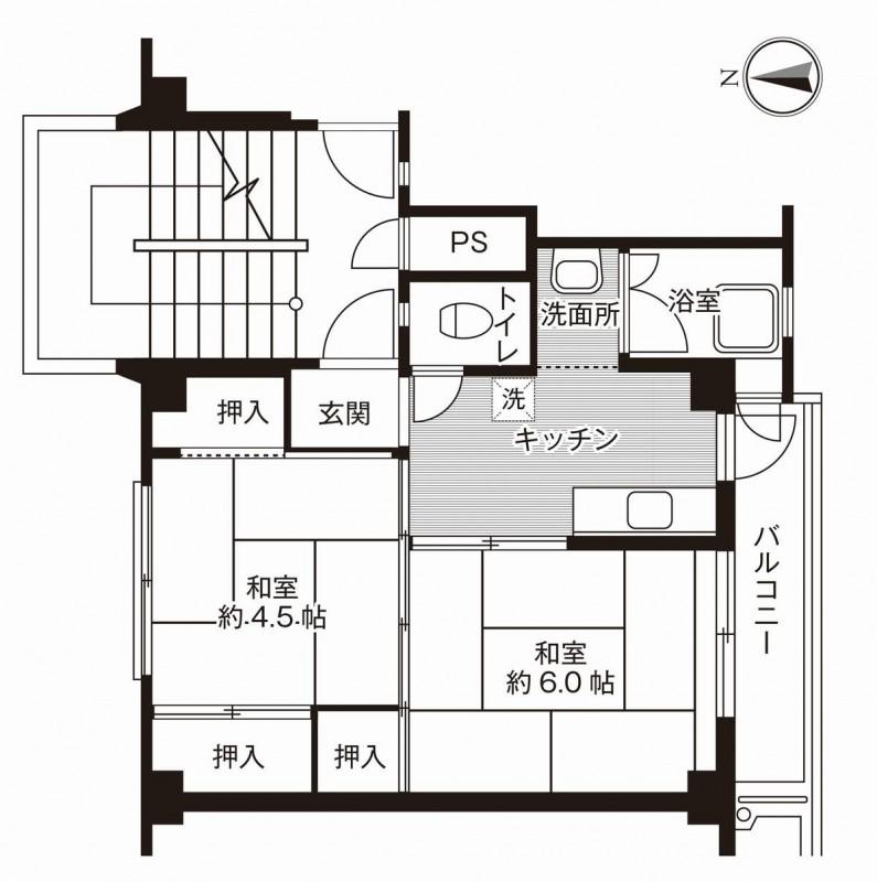 ビレッジハウス福光1号棟(2K/3階)の間取り写真