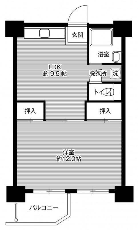 ビレッジハウス泉北栂タワー1号棟(1LDK/9階)の間取り写真