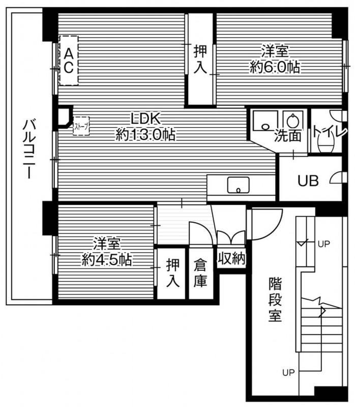 ビレッジハウス 上野幌 1(3DK/4階)の間取り写真