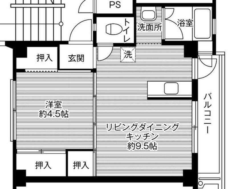 ビレッジハウス若松 1号棟(1LDK/2階)の間取り写真