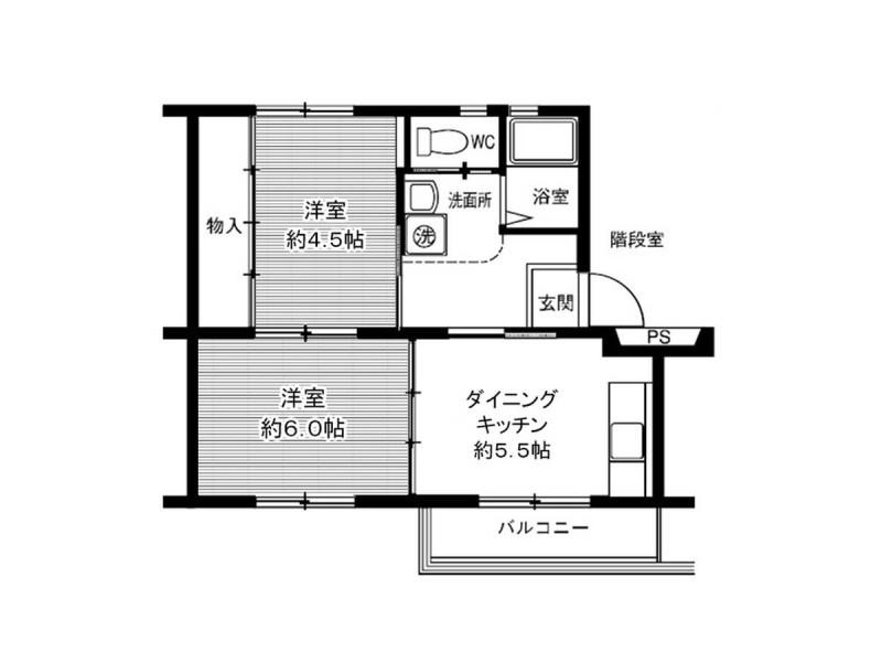 ビレッジハウス笹川8号棟(2DK/1階)の間取り写真