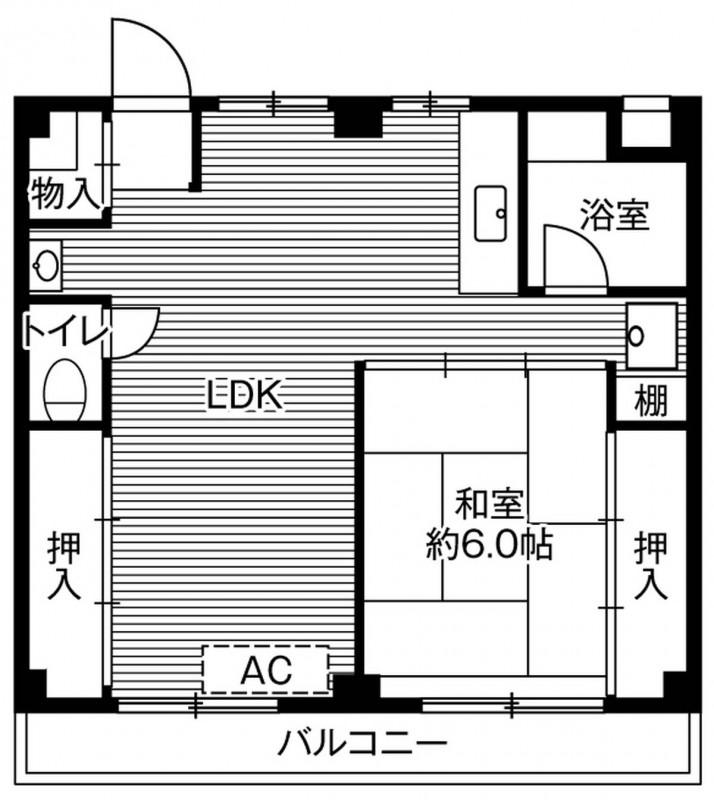 ビレッジハウス鎌ヶ谷1号棟(1LDK/1階)の間取り写真