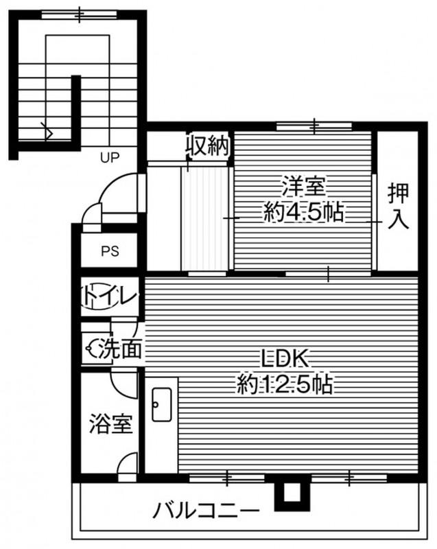 ビレッジハウス琴似第二5号棟(1LDK/4階)の間取り写真