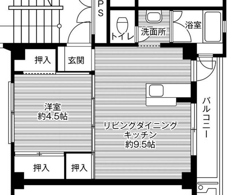 ビレッジハウス美園Ⅱ8号棟(1LDK/1階)の間取り写真