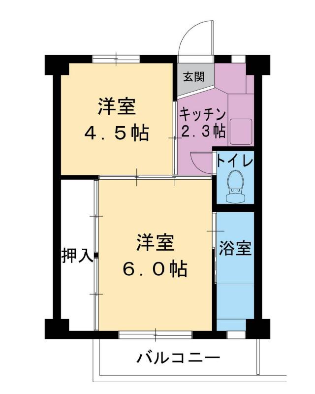 ビレッジハウス有城2号棟(2K/3階)の間取り写真