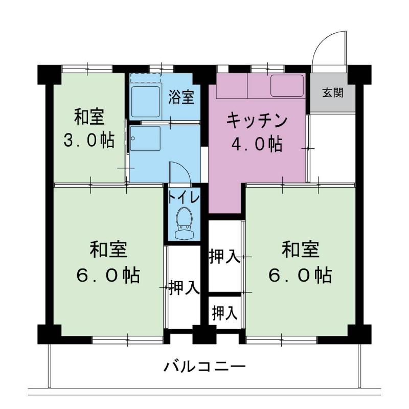 ビレッジハウス下管池 3号棟(3DK/3階)の間取り写真