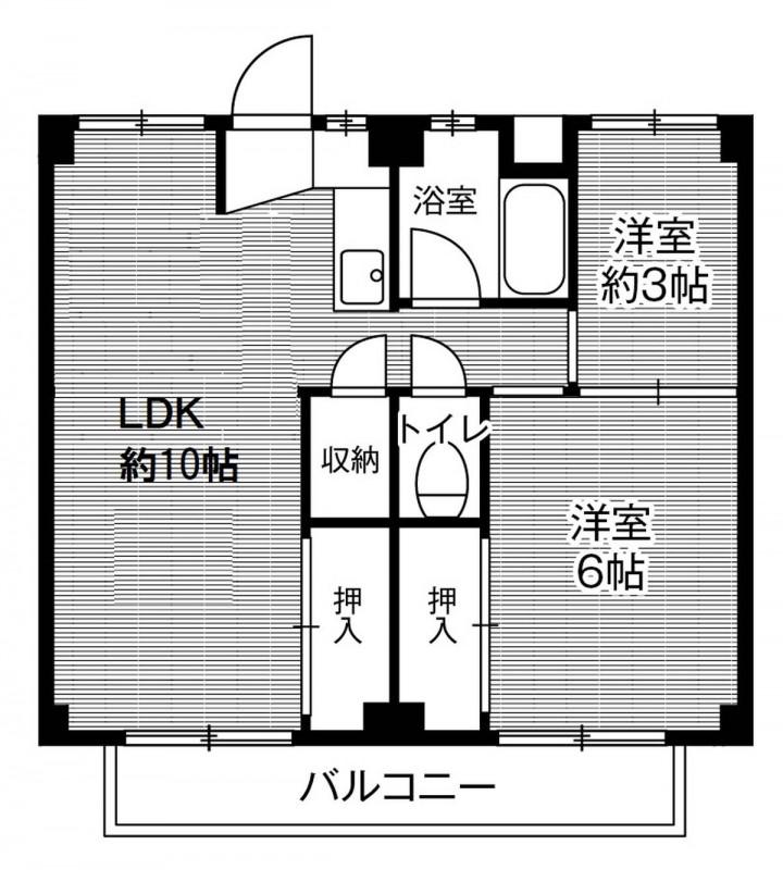ビレッジハウス高花平2号棟(2LDK/1階)の間取り写真