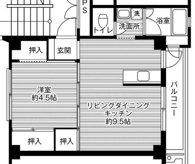 ビレッジハウス笠原2号棟(1LDK/1階)の間取り写真