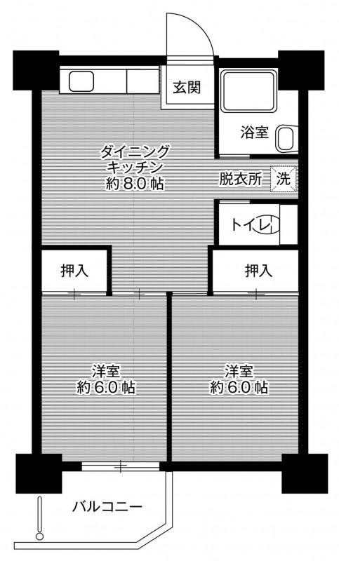 ビレッジハウス泉北栂タワー1号棟(2DK/10階)の間取り写真