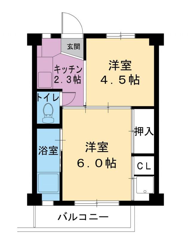 ビレッジハウス早野2号棟(2K/2階)の間取り写真