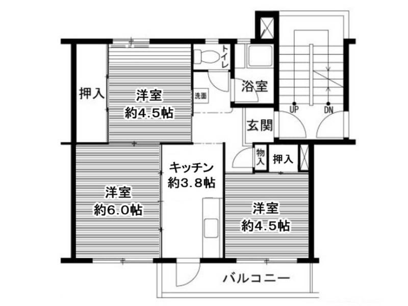 ビレッジハウス鳴滝6号棟(3K/3階)の間取り写真