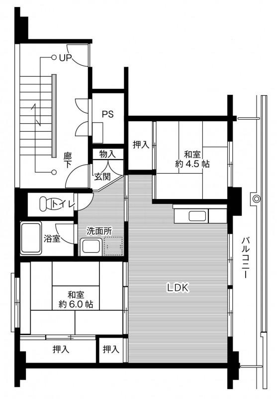 ビレッジハウス燕2号棟(2LDK/2階)の間取り写真