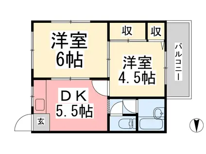 コーポ南江戸(2DK/3階)の間取り写真