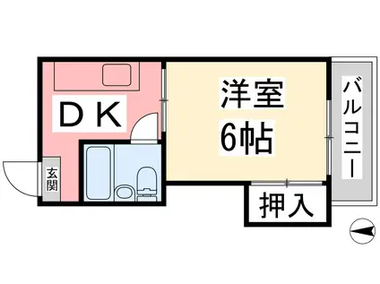 コーポ福原(1K/1階)の間取り写真