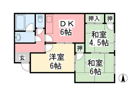 伊予鉄道高浜線 山西駅 徒歩19分 1階建 築41年(3DK)の間取り写真