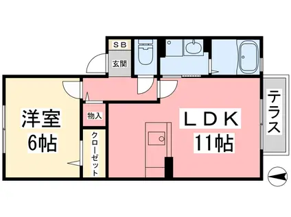 コンフォール辻町(1LDK/1階)の間取り写真