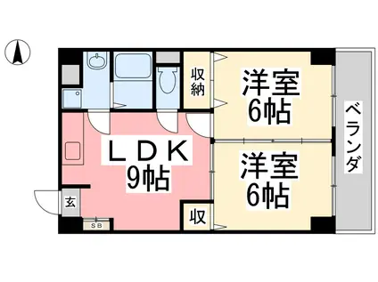 グランアルブル山越Ⅲ(2LDK/6階)の間取り写真