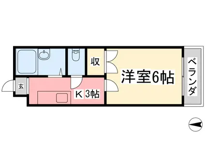 オックスフォードサーカス山越(1K/3階)の間取り写真