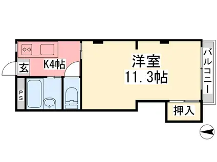 第7みのりハイツ愛光(1K/4階)の間取り写真