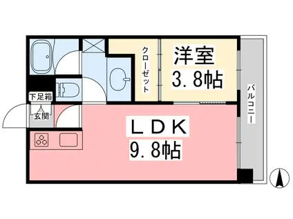 ヴァレーレ喜与町(1LDK/11階)の間取り写真