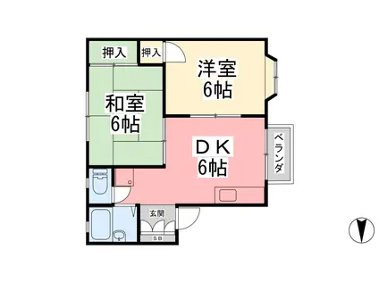 SKYハイツ宮田(2DK/2階)の間取り写真