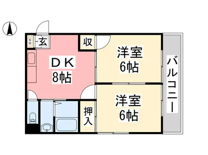 YAMANORI-2(2DK/4階)の間取り写真