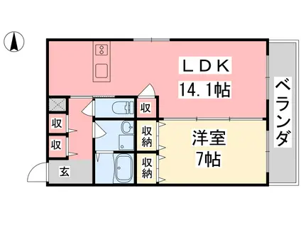 アヴァンサ千舟(1LDK/10階)の間取り写真