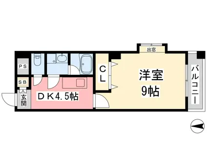 ISSEI(1DK/9階)の間取り写真