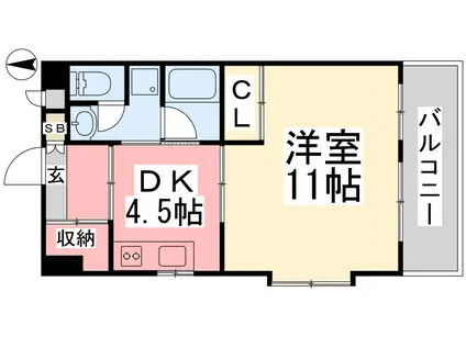 パークハイツ千舟(1DK/11階)の間取り写真