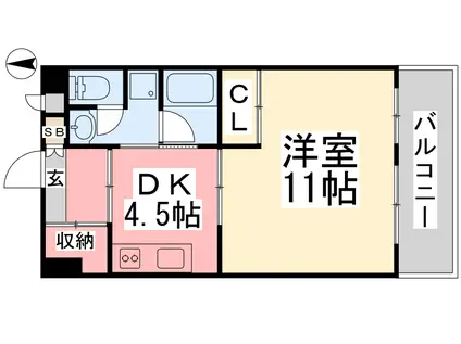 パークハイツ千舟(1DK/6階)の間取り写真