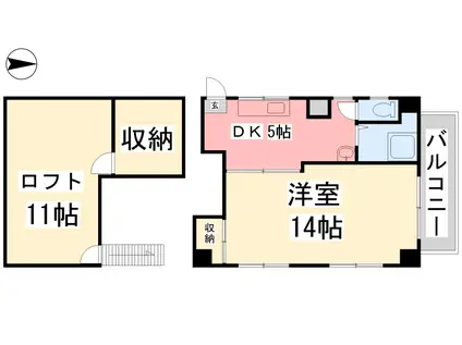 三和マンション末広(2DK/5階)の間取り写真
