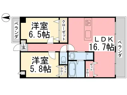 永田小坂ビル(2LDK/3階)の間取り写真