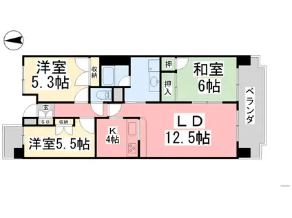 カントリーハウス椿Ⅰ(3LDK/3階)の間取り写真