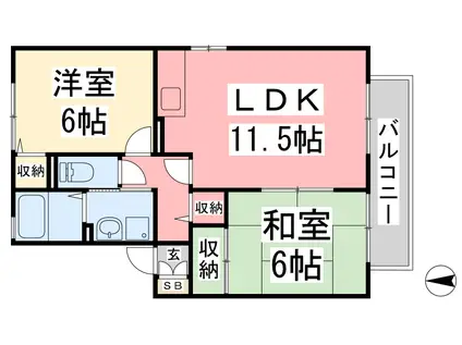 グランディール正円寺(2LDK/2階)の間取り写真