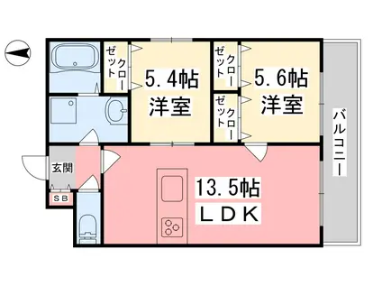 第5椿マンション(2LDK/3階)の間取り写真