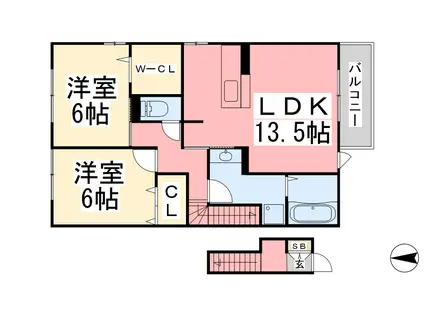 サンライズ久米(2LDK/2階)の間取り写真