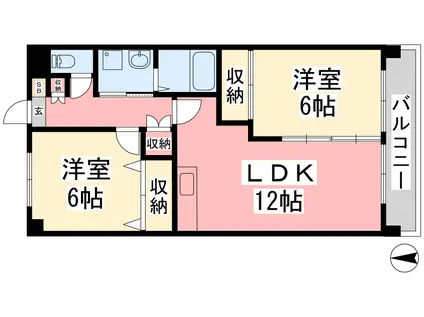 秀和ココペリ(2LDK/2階)の間取り写真