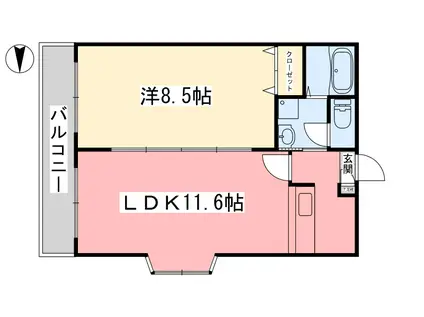 コリーヌ鷹子(1LDK/1階)の間取り写真